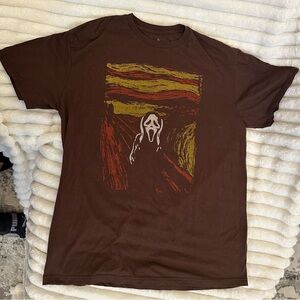 Men's Brown Graphic Tee with Artistic Print